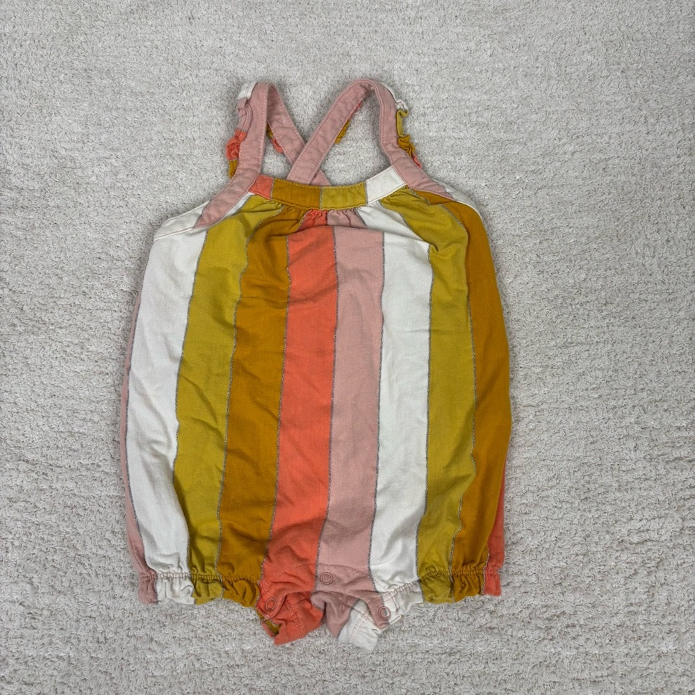 Tea Collection Romper Toddler Girl 18-24M Striped Adjustable Bubble Snap Closure